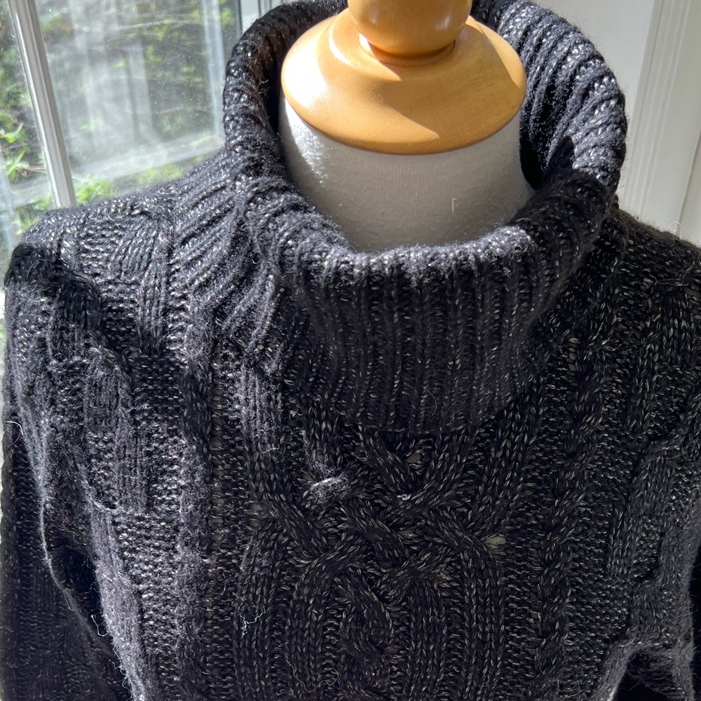 LAUREN JEANS cable knit turtleneck marled yarn - Picture 6 of 8